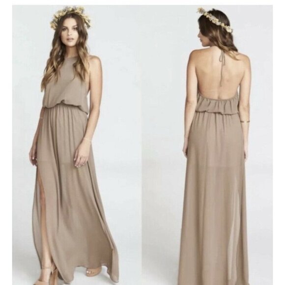 Show Me Your MuMu Woman's Heather Halter Maxi Dress Dune SZ XL - Picture 10 of 11